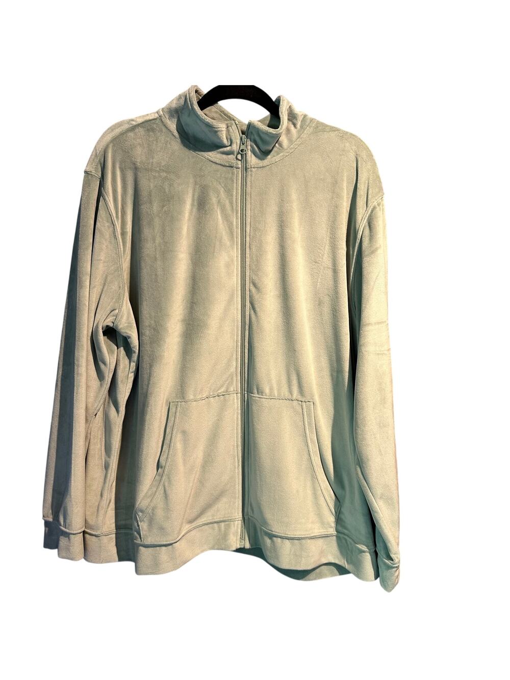 Athletic Works Size 2X Pale Green Velour Zip up Jacket Pockets Track Jacket Gym